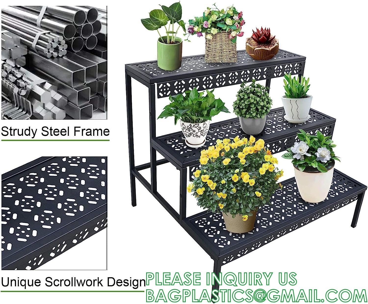 Metal Plant Stand Garden Display Shelf Flower Pot Holder Storage Organizer Rack Indoor Home Outdoor Patio Balcony