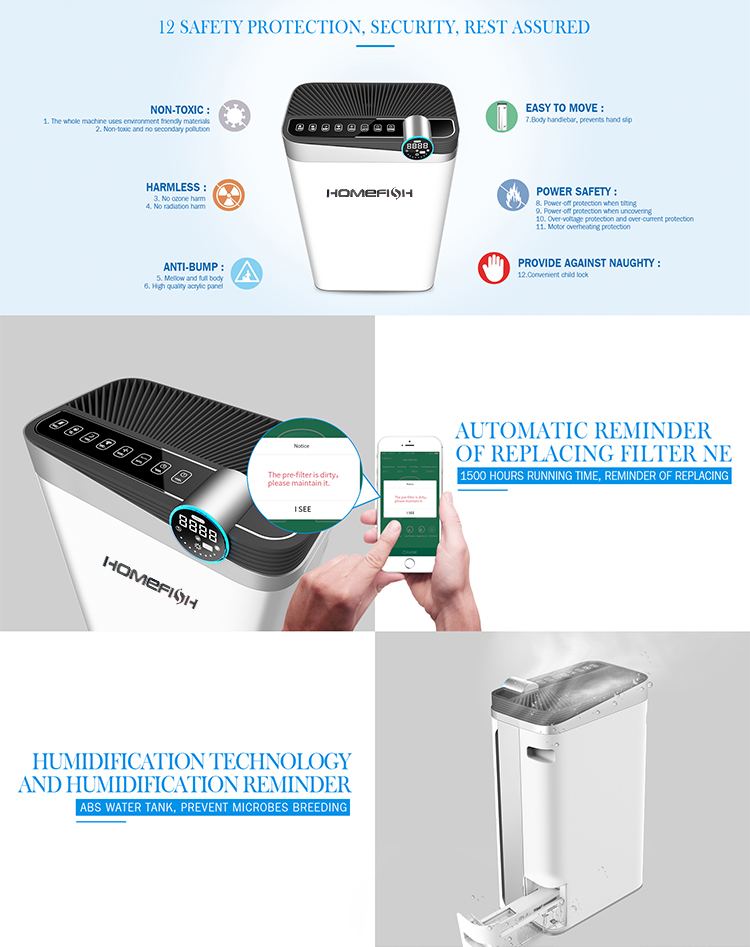 HOMEFISH 488m3/H Commercial Air Purifier For Business Humidifying Atomization