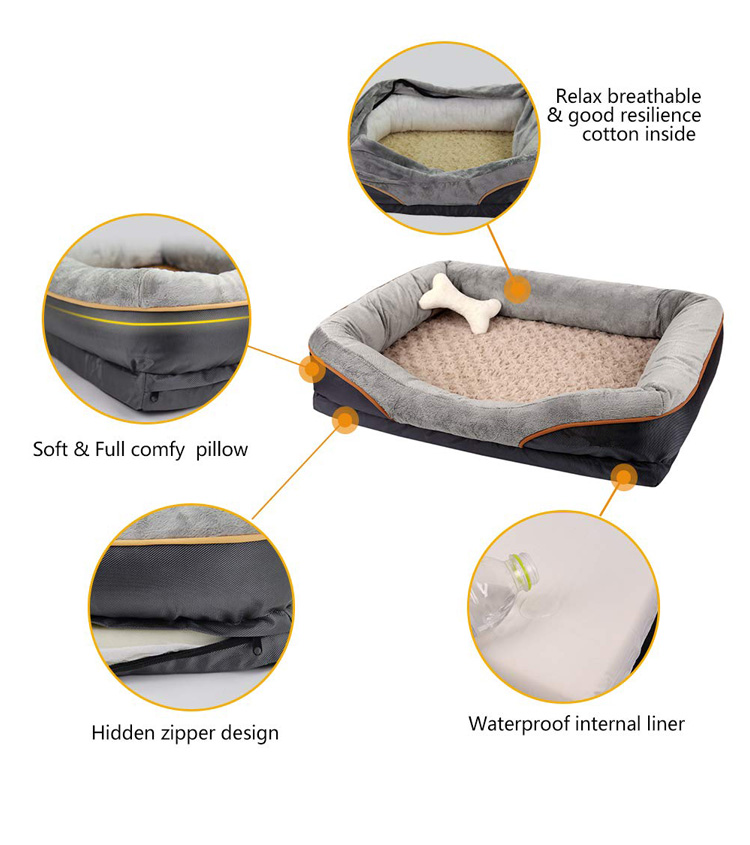 38in Large Memory Foam Dog Bed 8in Cooled Therapeutic Dog Bed