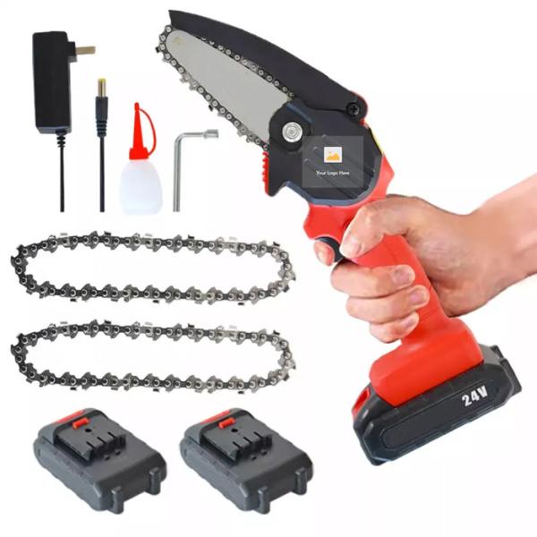 6 Inch 300W Battery Portable Chain Saw Machine Handhold Electric Wood Cutting