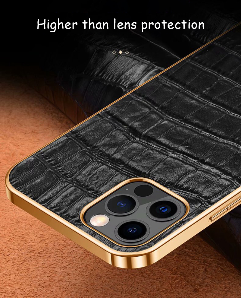 Shockproof Luxury Crocodile Skin Pattern Leather Phone Case for iPhone 12 13 14 Pro Max