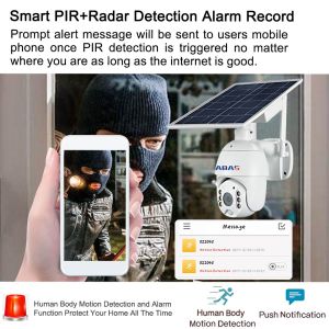 2K Wireless Solar Security Camera PIR Detection IP65 Waterproof Outdoor