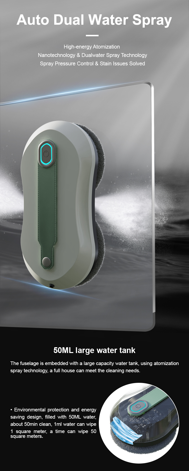 2.4G Remote Control Skyscraper Window Cleaner Robot Border Detection Smart Clean Window Cleaning