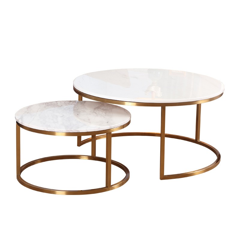 Modern Design Metal Base Marble Coffee Table Set