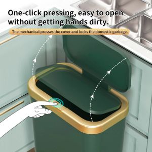 13 Gallon Indoor Trash Can 15L Induction Plastic Kitchen Garbage Cans