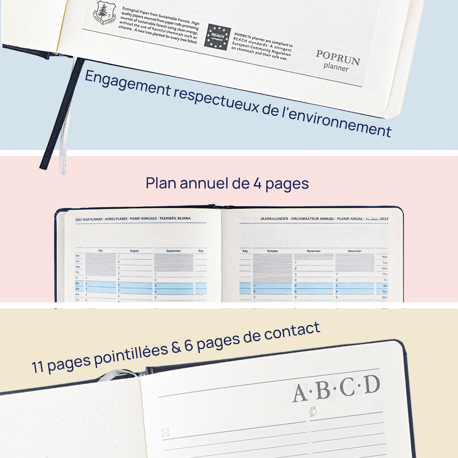 Academic Planner 2023 Royal Blue Weekly Planner Vertical Layout Ivory Paper