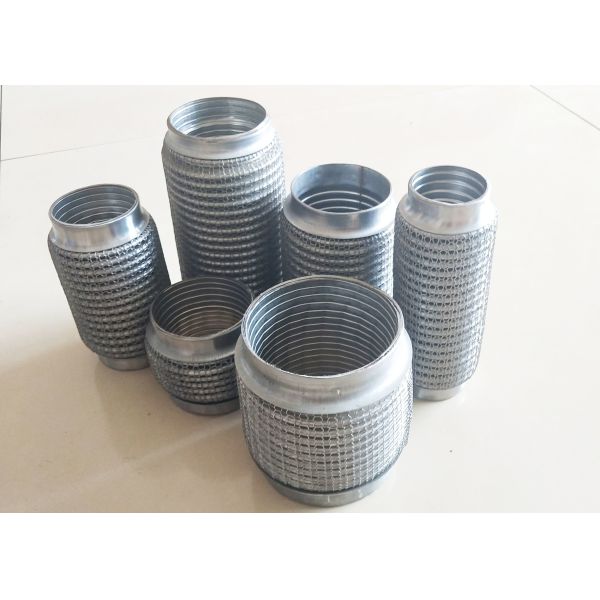 Quality 2" Id X 8" Long Universal Exhaust Flex Pipe With Interlock Liner / Wire Mesh for sale