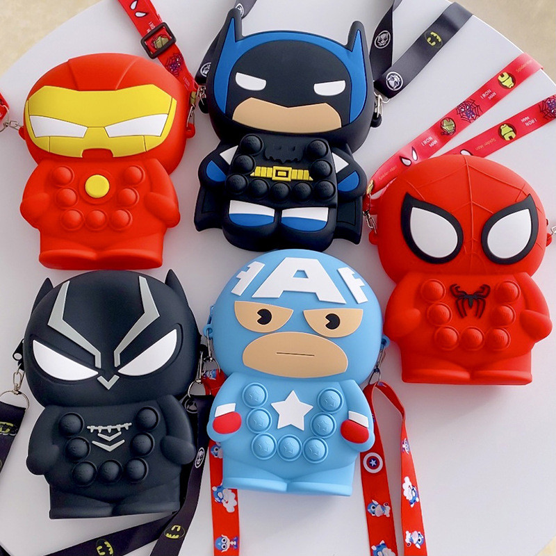 Superman Silicone Coin Bag For Pencils Crossbody Shoulder Bag For Boys Pop Purse Bag Christmas Birthday Gift Coin Wallet