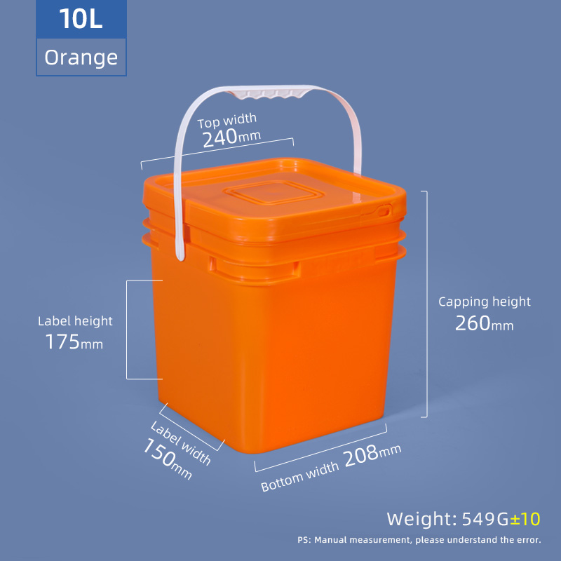 10L Food Grade Square Plastic Paint Bucket for Multi-Purpose in Home and Kitchen Directly