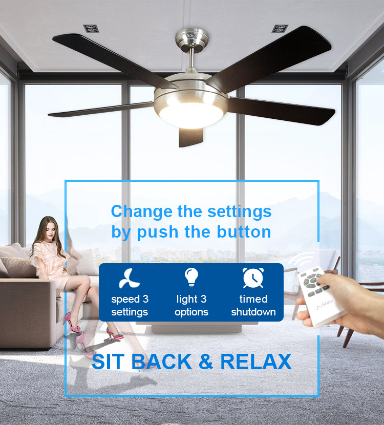 110V/50Hz Voltage 1stshine 52 Inch Air Cooling DC Motor 5 Plywood Blade Modern LED Ceiling Fans with Lights