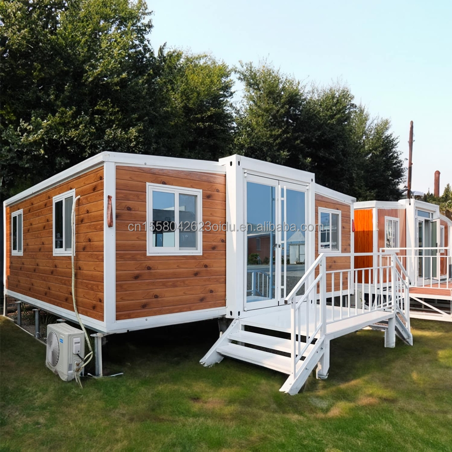 EU Wooden 2 Bedroom Modular Prefab Houses with Modern Design and Galvanized Steel Square Tubes Expandable Container House