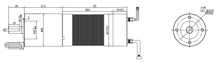 24V DC Servo Motor 7.9A 9.3Nm 100RPM 24V DC Servo Motor For Channel Gate