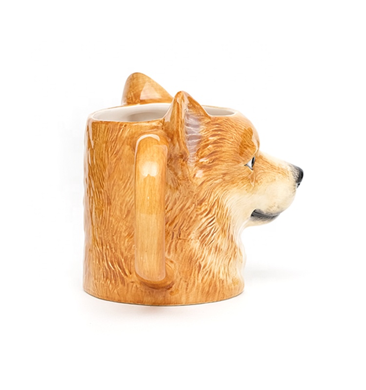 Best Selling cute earthenware 3d dog shaped Animal Ceramic Mugs Design with 3D handpaint zara