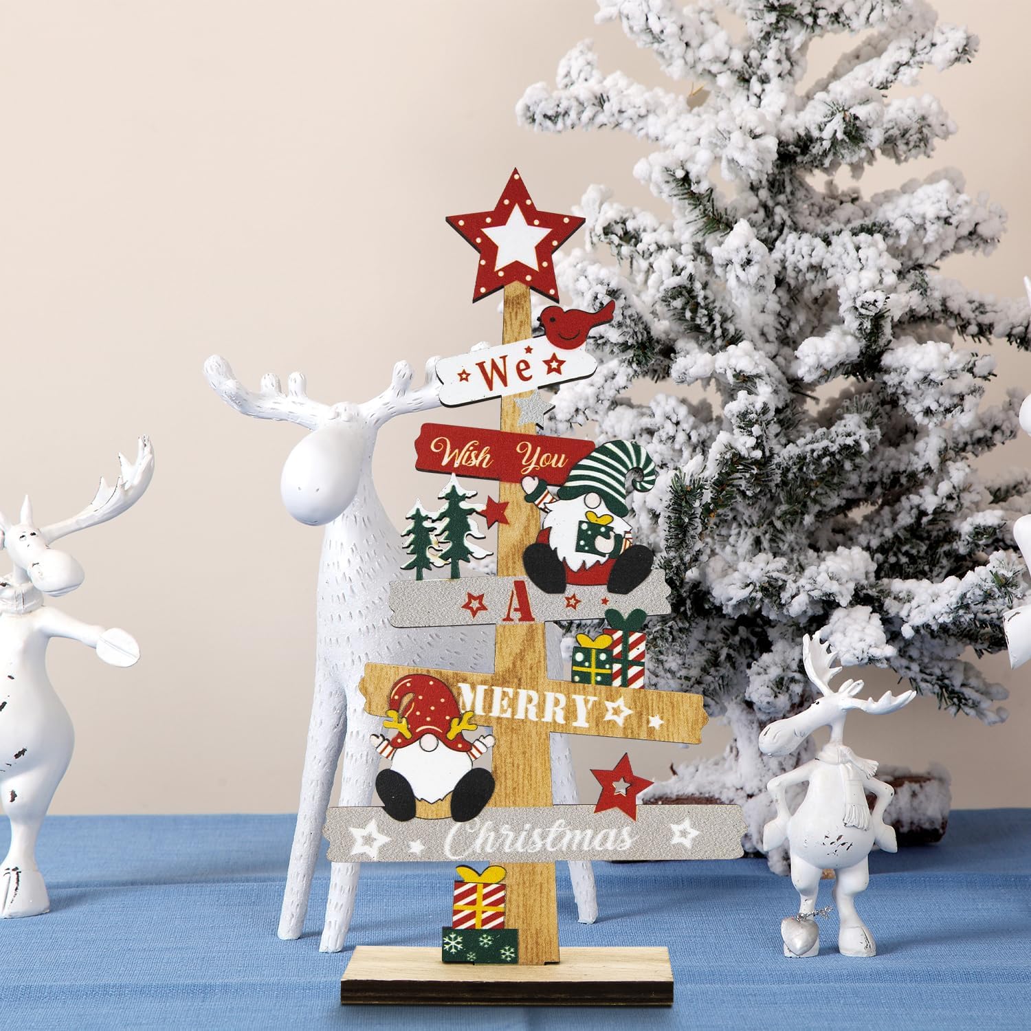 christmas decorations Table Christmas Wooden Table Sign Xmas Tabletop Gnome tree