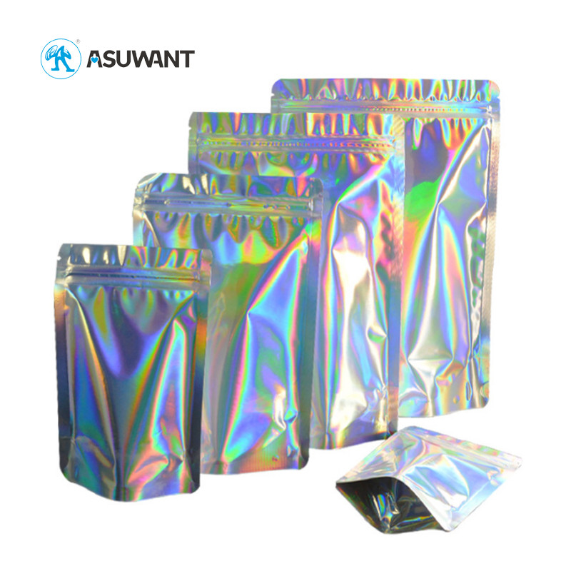 Transparent Holographic Packaging Bag Laser Clear Zipper Food Grade Bag