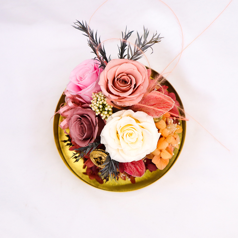 Customized Everlasting Rose In Glass , Valentine'S Day Preserved Roses In Glass