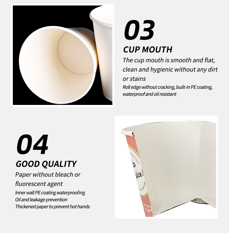 90mm 80mm Diameter Single Wall Paper Cups With Carton Package