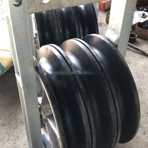 Transmission Conductor Triple Aluminum Sheaves Neoprene Lined Stringing Pulley