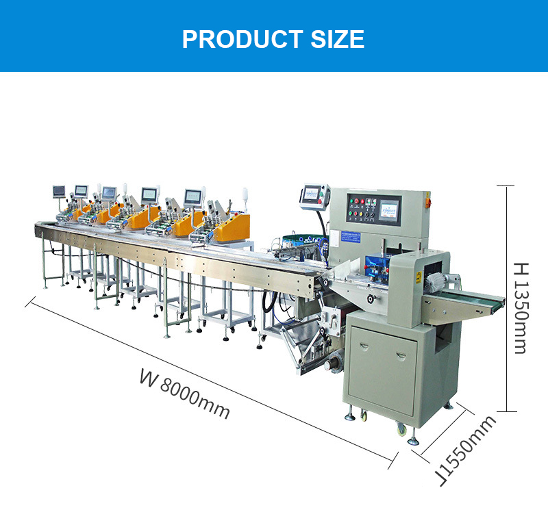 Automatic Bagging Pillow Packaging Machine for casters/manuals/masks/hotel supplies/tableware/furniture accessories
