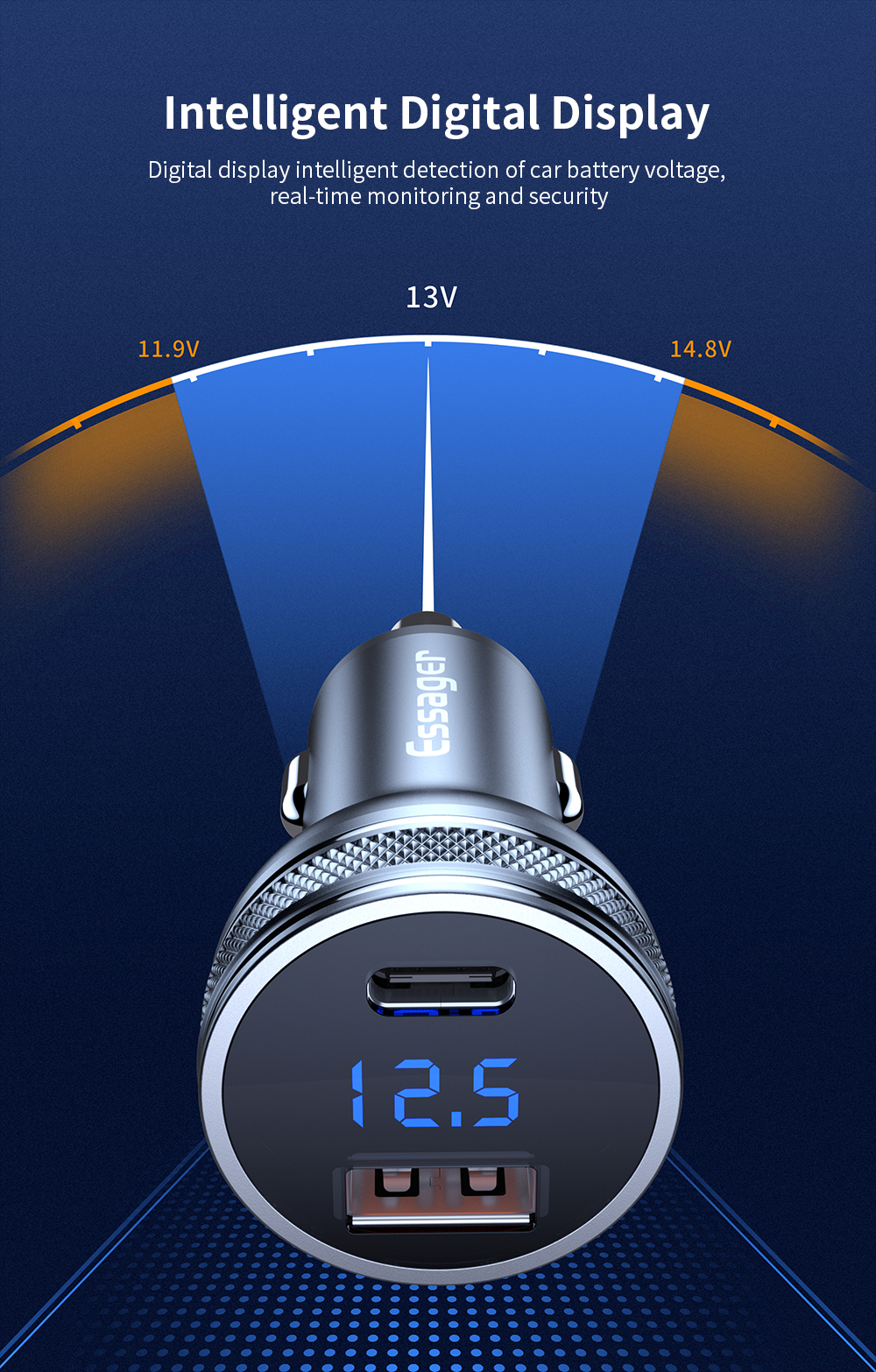 Essager 2021 KINGKONG Best Selling 36W Car Charger PD 3.0 QC3.0 2U Electric Car Charger
