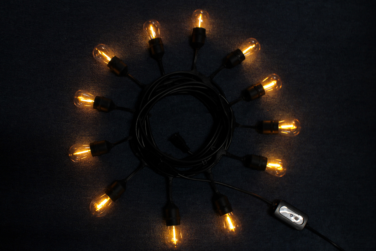 Warm White/Nature White Waterproof Outdoor S14 Edison Bulbs String Lights Connectable Remote Control Shatterproof Festoon Lights