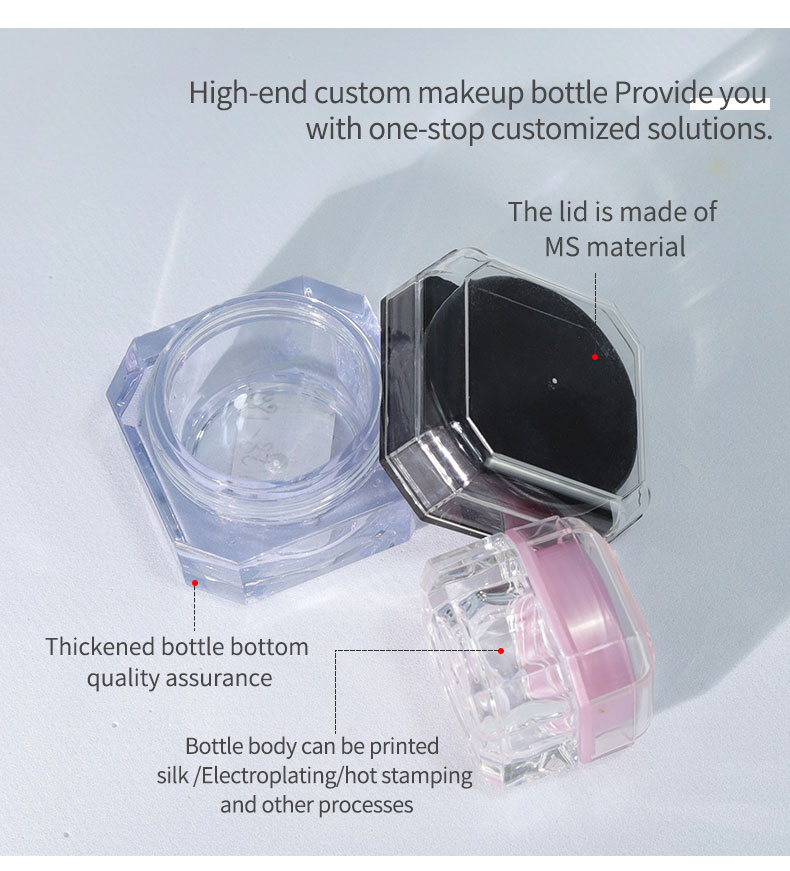 Octagonal Shape Plastic Double Wall Jars 5g 15g Transparent Cream Jar For Cosmetic Packaging Needs