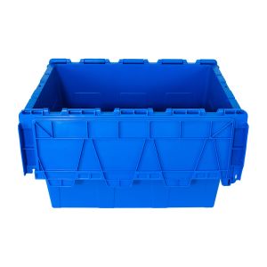 Customized Logo PP Warehouse Moving Plastic Crate with Lid Stackable Removal