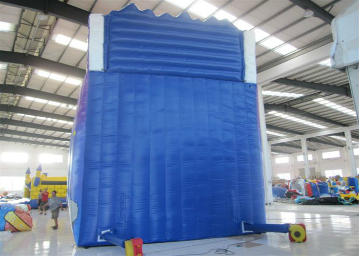 Spaceship themed inflatable high dry slide Top hot sale blue inflatable high slide