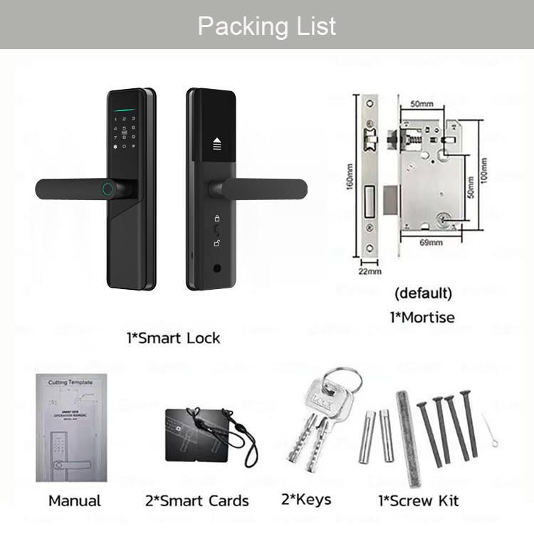 Biometric Fingerprint Electronic Smart Door Locks High Security With TTlock Tuya App