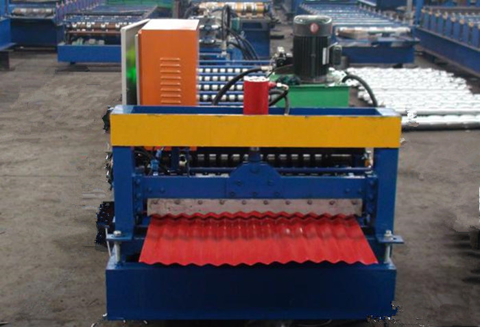Industrial Glazed Tile Roll Forming Machine With Hydraulic Decoiler Machine