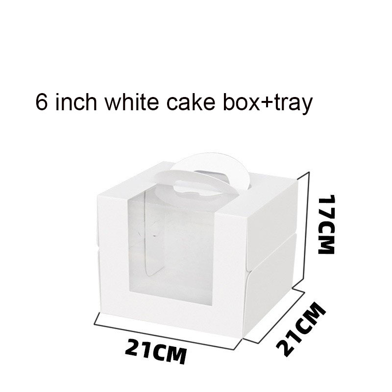 White Open Window 3inch 4inch 6inch 8inch Birthday Cake Box made of Uncoated Craft Paper