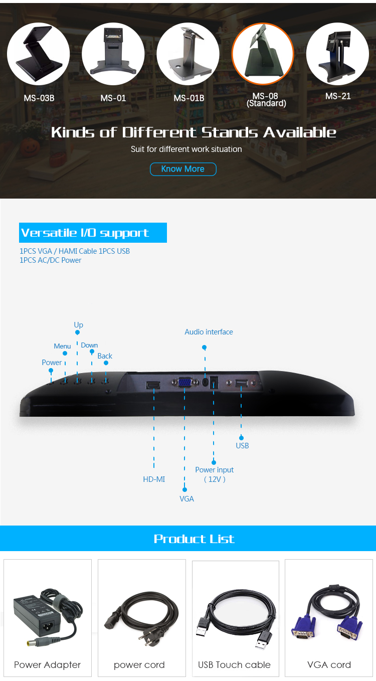 15INCH TFT LCD CAPACITIVE TOUCH SCREEN MONITOR