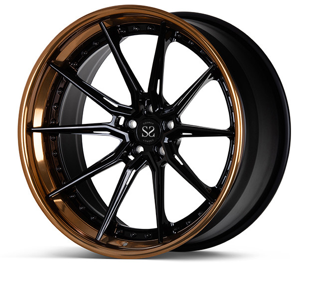 Double 2PC Audi Forged Wheels 5 Spoke With Black Machine Face 24inches