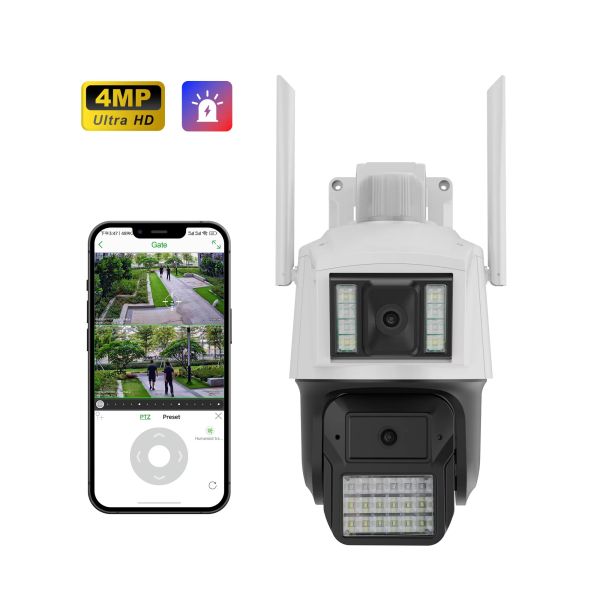 IP CCTV Wifi Two-Way Audio Motion Detection Network Camera Wireless Ptz Motion Tracking Sensor Dual Lens Security Camera