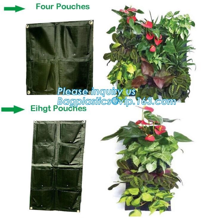 4 Pockets Permeable Non-woven fabric 26x65cmx1mm Vertical Wall Planting Bag for flower vegetable lettuce ferns, bagease