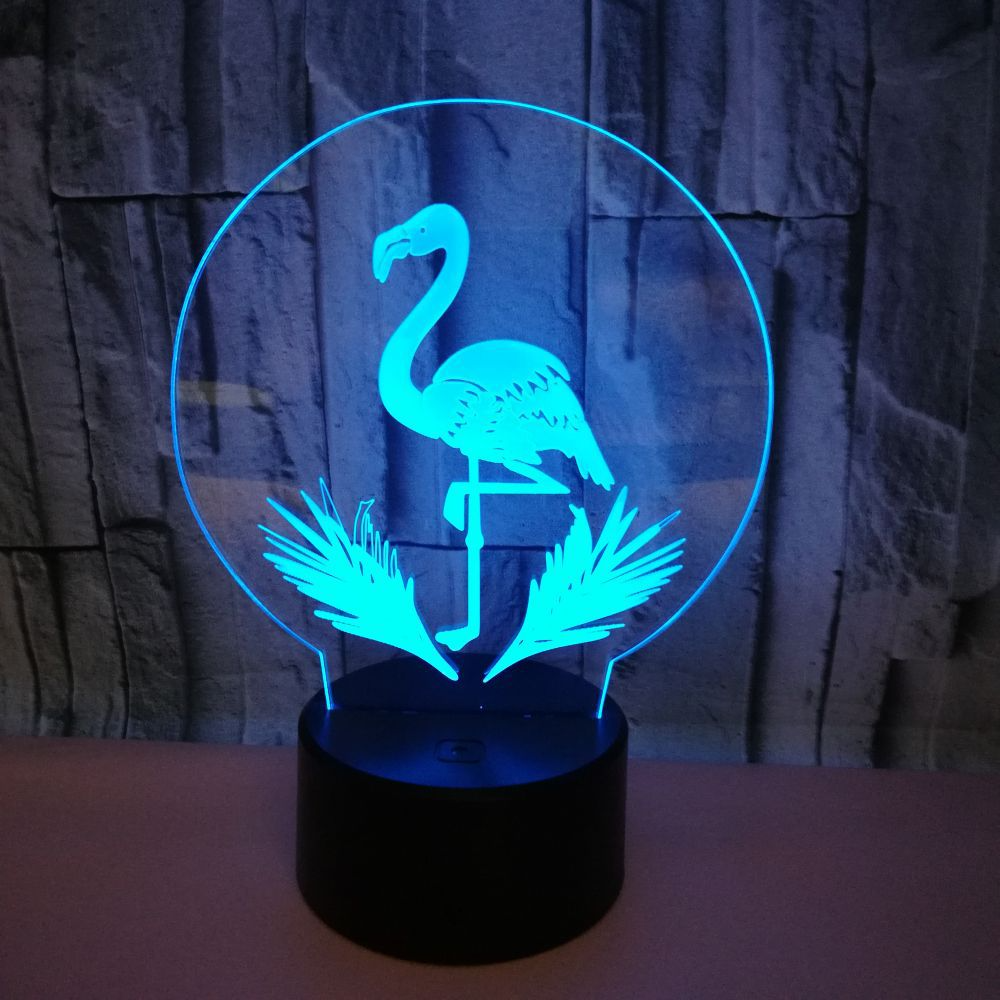 OEM company logo building mountain birds shape 3D LED Night Light Flamingo Colorful 3D Light