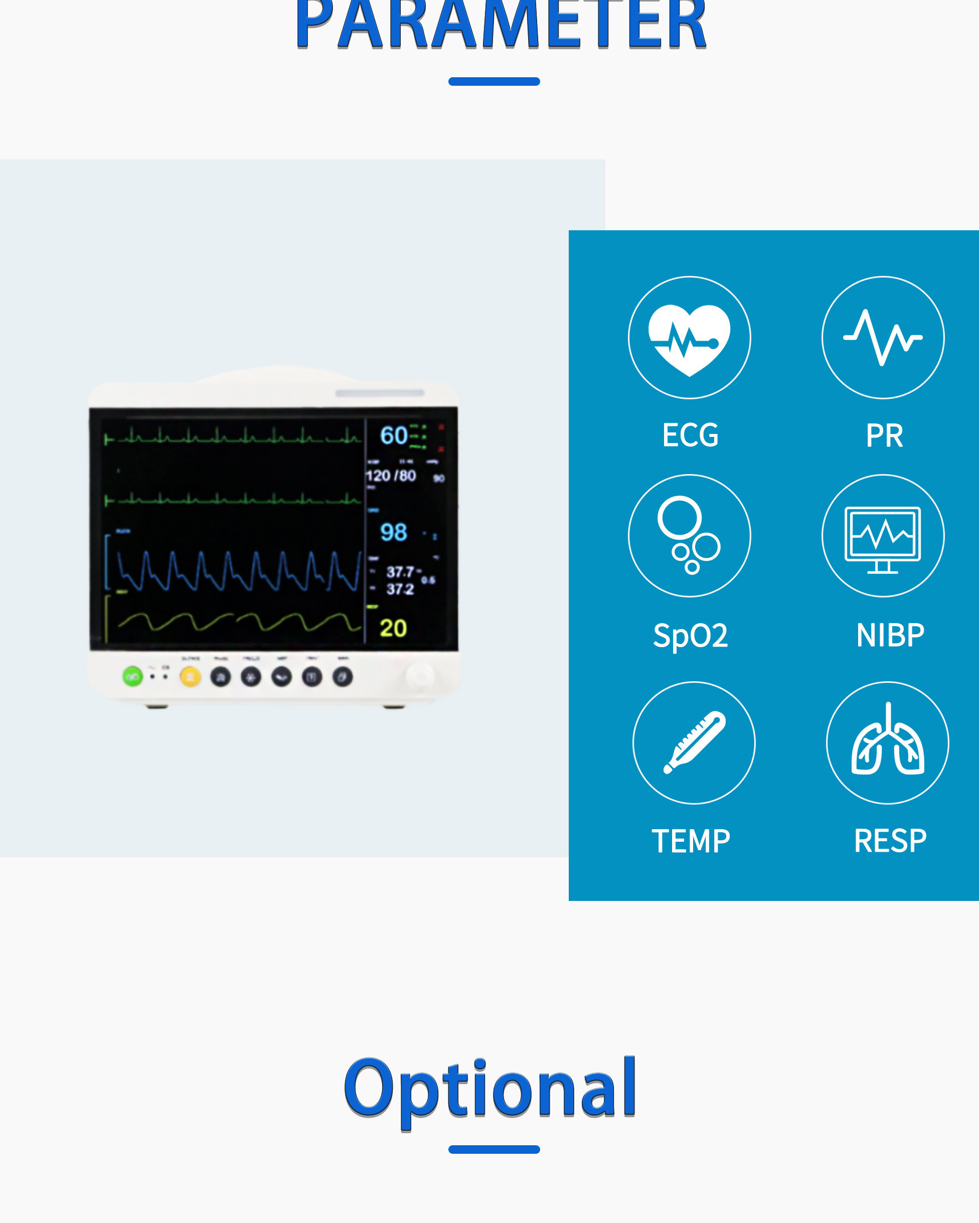 ISO Approved Multi Parameter Patient Monitor Clinical Analytical Instruments