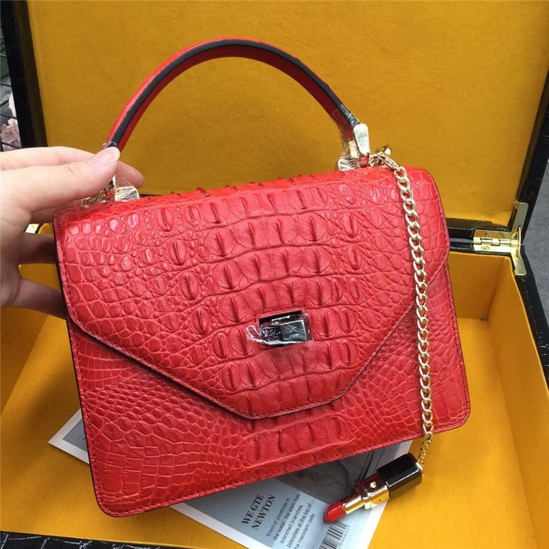 Authentic Real Crocodile Skin Lady Purse Genuine Alligator Leather Women Single Cross Shoulder Bag Female Small Handbag