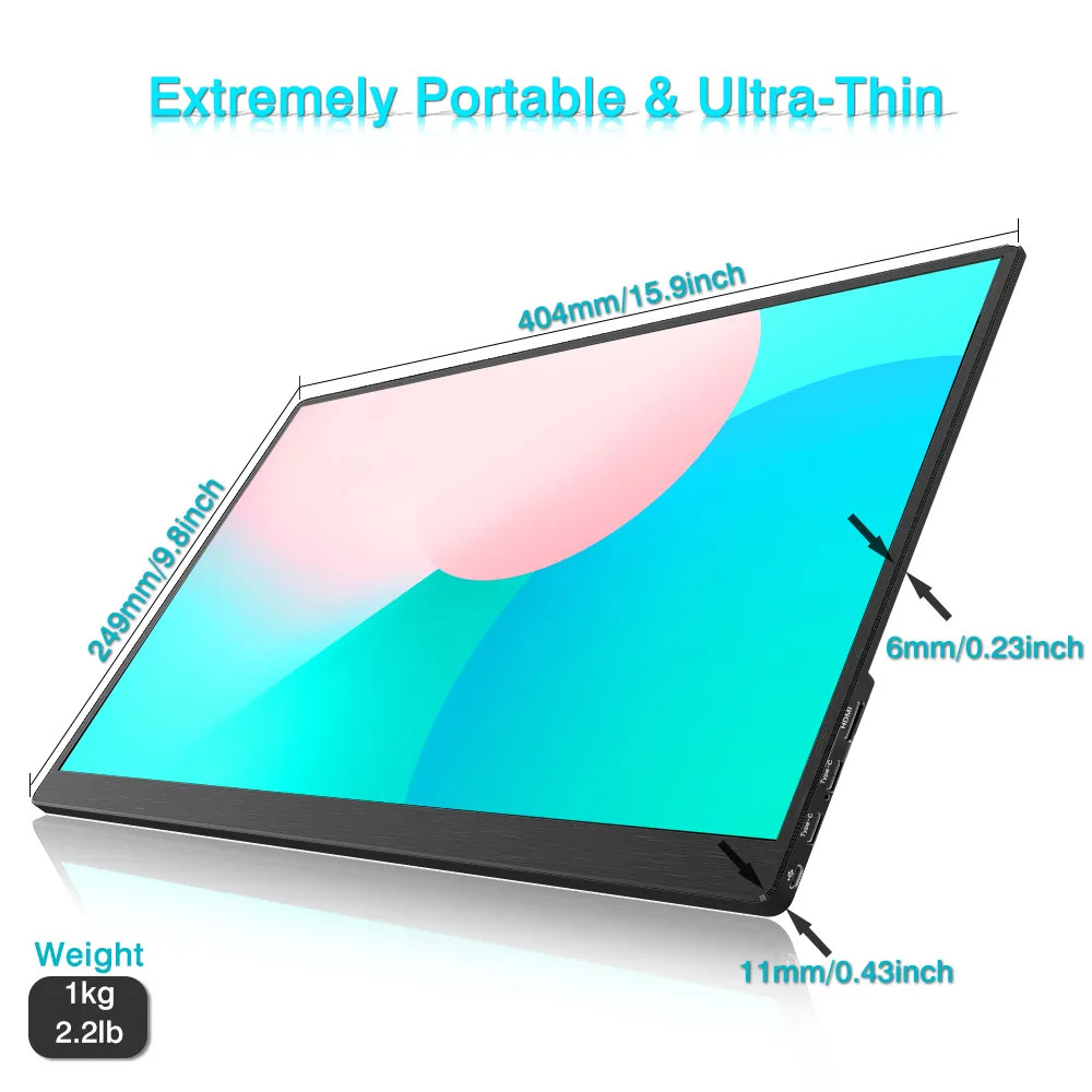 Ips Screen Hd Commercial Usb C Portable Touchscreen Monitor Game Advertising 17.3 Inch With Hi Input