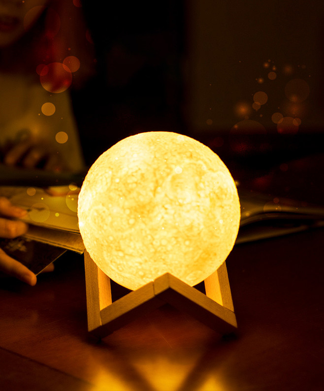 OEM Moon Lamp Night Light , 3D Printing Moonlight Multifunction