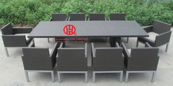 Fashion rattan table dining set for 10 persons,Leisure bistro rattan dining set