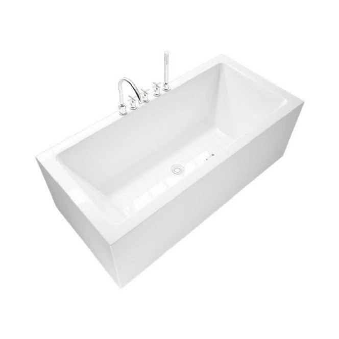 1.7m White Gloss Acrylic Freestanding Bathtub Chromed Contemporary Soaking Tub