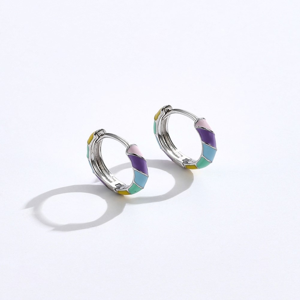 2.5x20mm 1 Gram Sterling Silver Jewelry Earrings S925 Colorful Hoop Earrings ODM