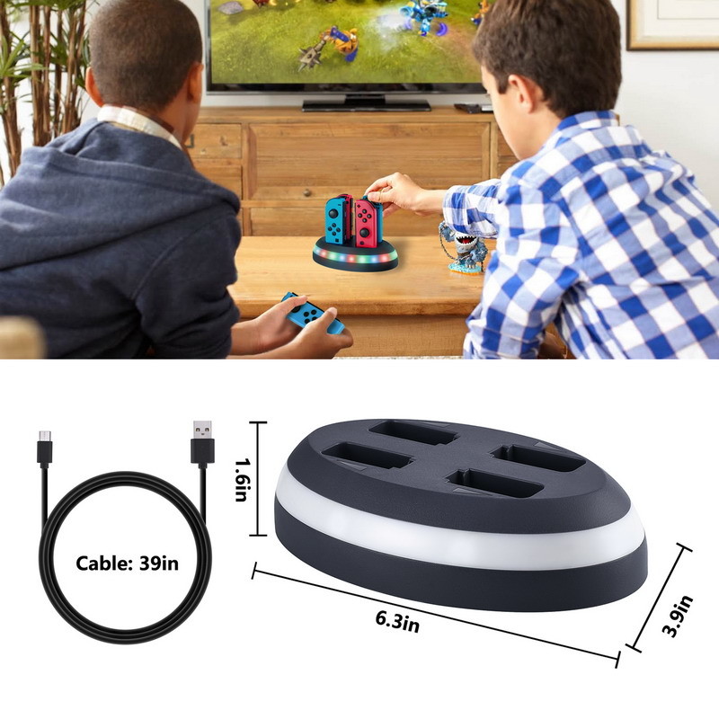 LED Indication Nintendo Switch Gaming Accessories 4 In 1 Charging Dock Lamppost