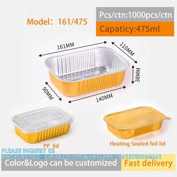 200ml Length 166MM, Sturdy Aluminum Foil Pans With Lids For Cooking, Baking, Reheating, Freezer, Oven, Recyclable