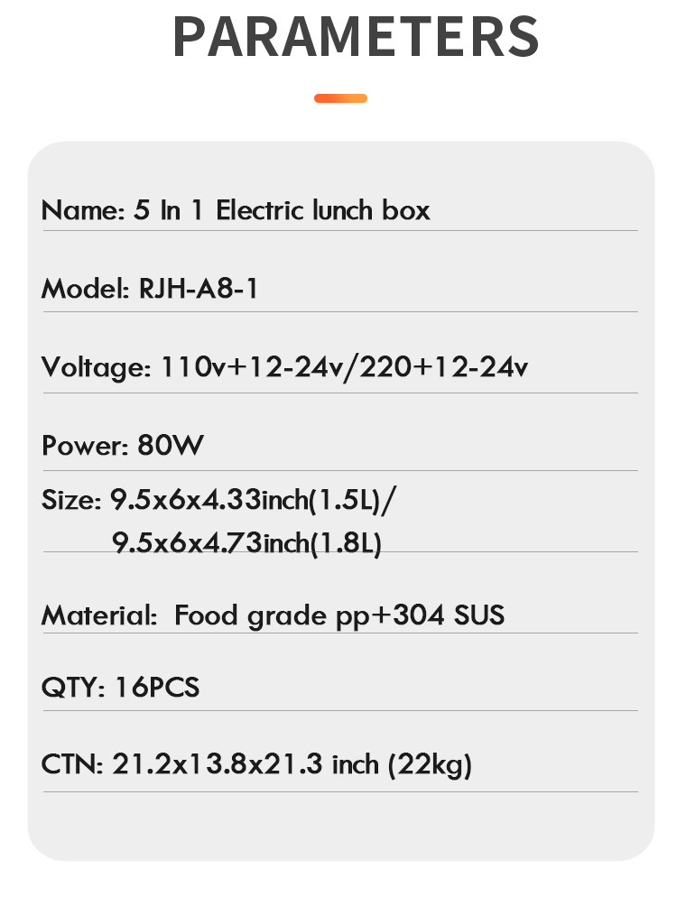 CE Electric Lunch Boxes 1.5L Portable Leak Proof Stainless Steel Food Container