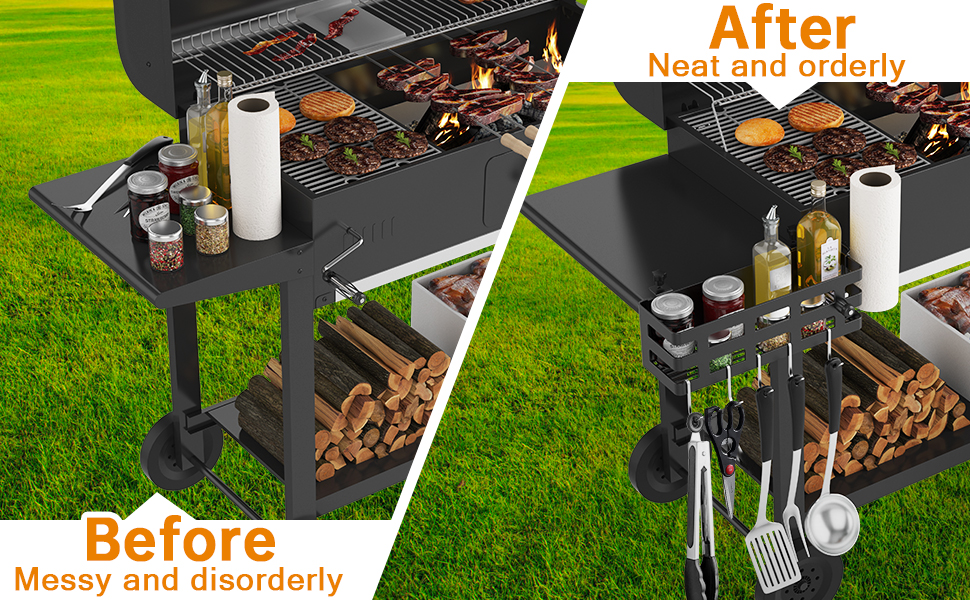 Griddle Caddy for Blackstone 28/36/22/17 inch Universal BBQ Grill Caddy for Outdoor Grill with Paper Towel Holder & 9" Tong