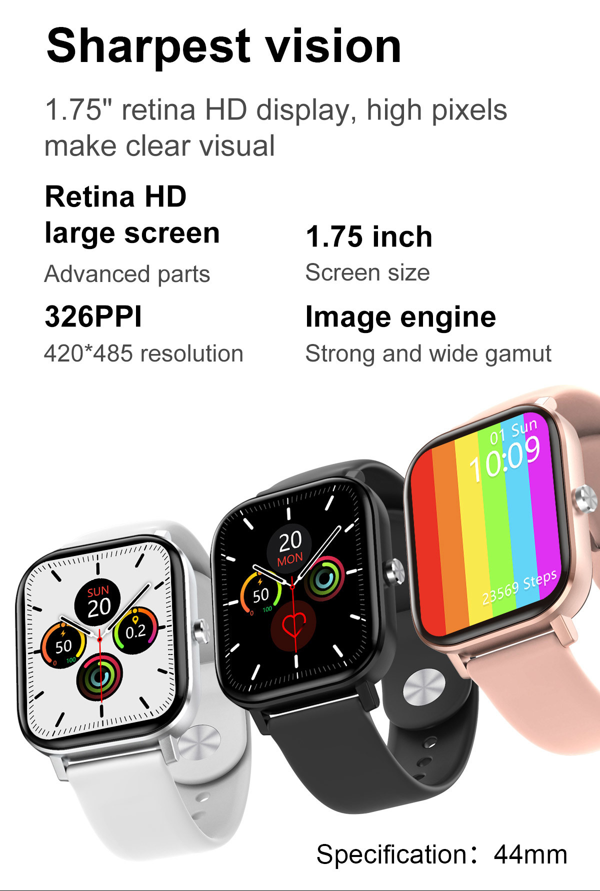 1.75 Inch Fitness Tracker W26M Bte Call Ip68 Sports Smart Watch