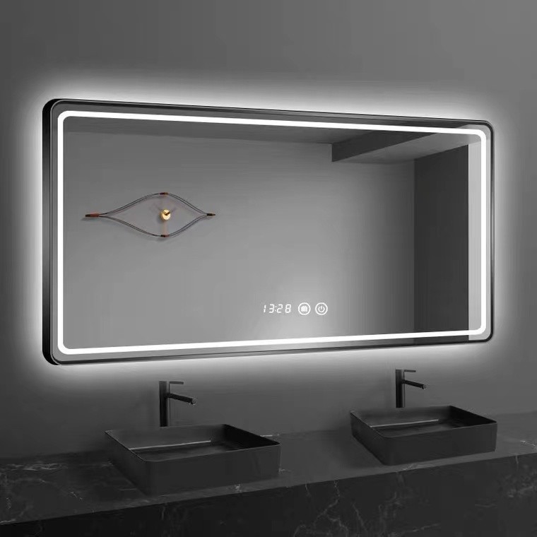 5mm Square Rectangle LED Bathroom Mirrors 3 Colors Wall Mounted Type