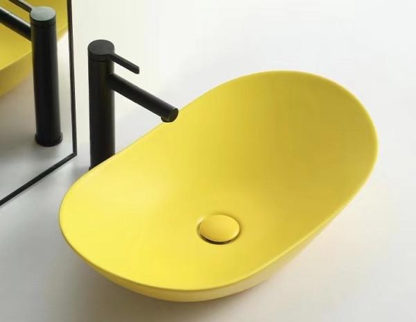 Quality Modern Style Above Counter Basin Round Shape Matte Yellow Color for sale